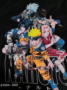 NARUTO Graphic Tee - Bold Black with Multicolor Print- Large ( NWOT)